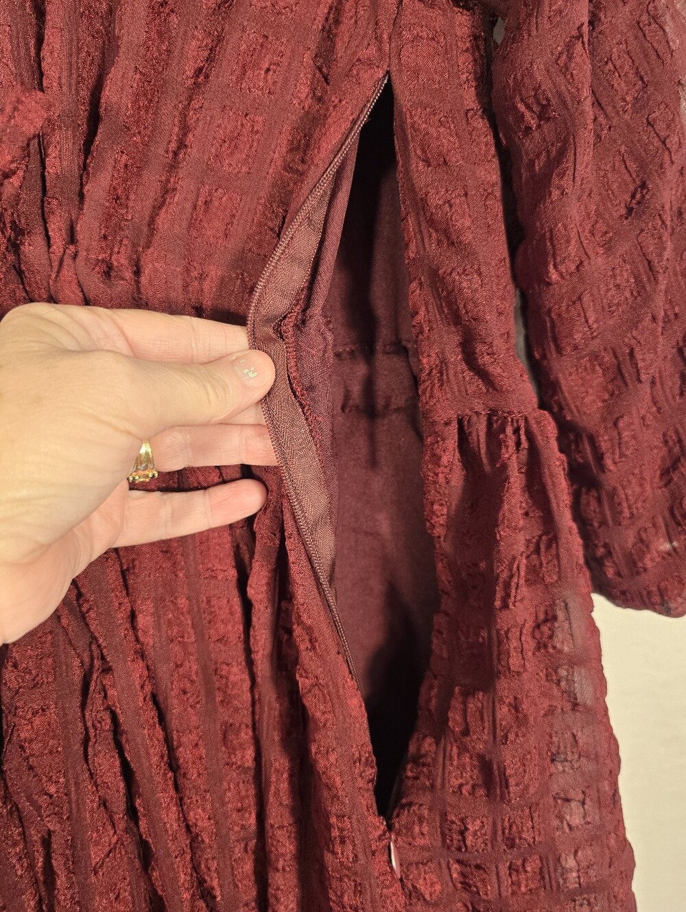 Sowears Modest Cottage Romantic Maroon L Sleeve Poly Maxi Dress. Ladies Small - Picture 6 of 11